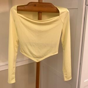 Open Edit Drape Front Crop Top Yellow Small